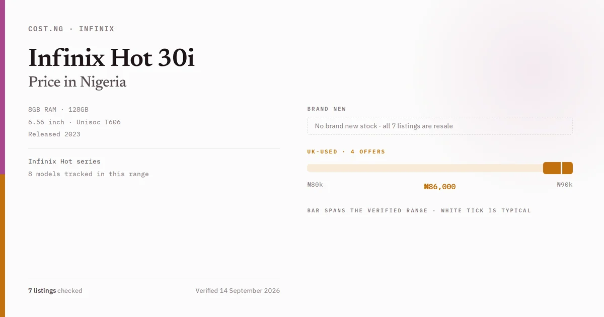 infinix hot 30i price in nigeria 2026