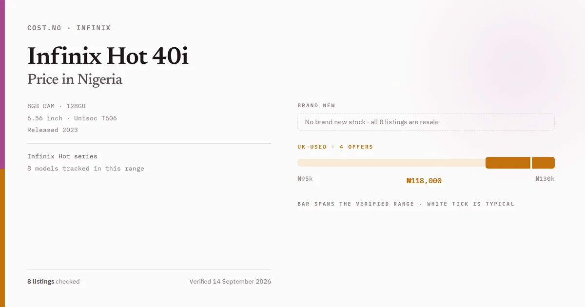 infinix hot 40i price in nigeria 2026