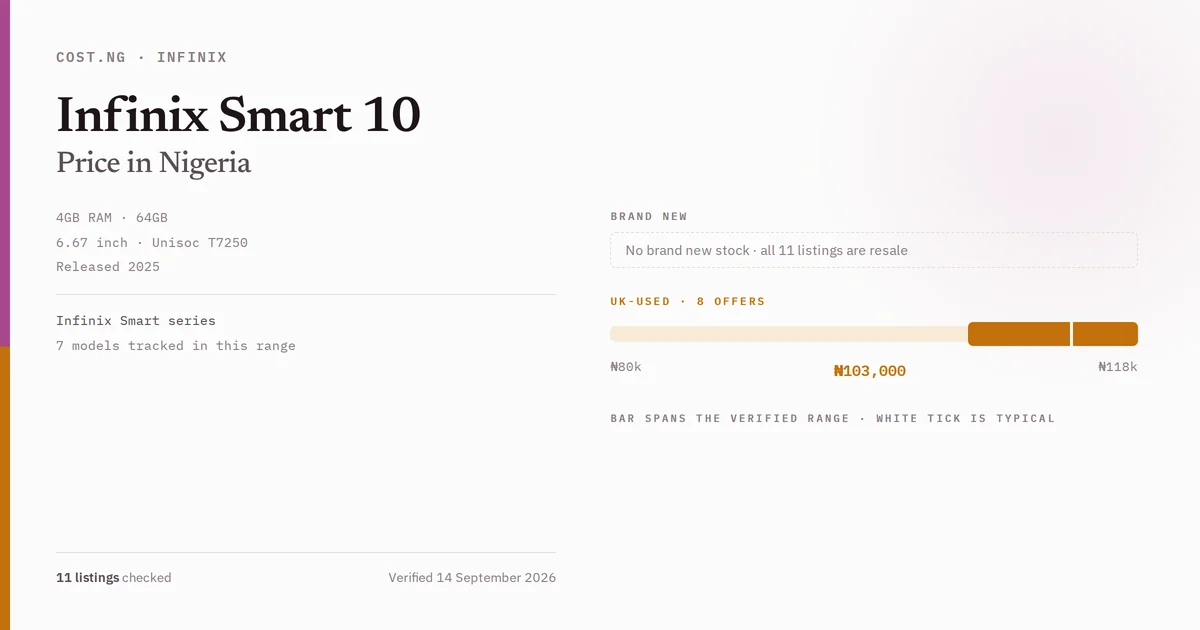 infinix smart 10 price in nigeria 2026