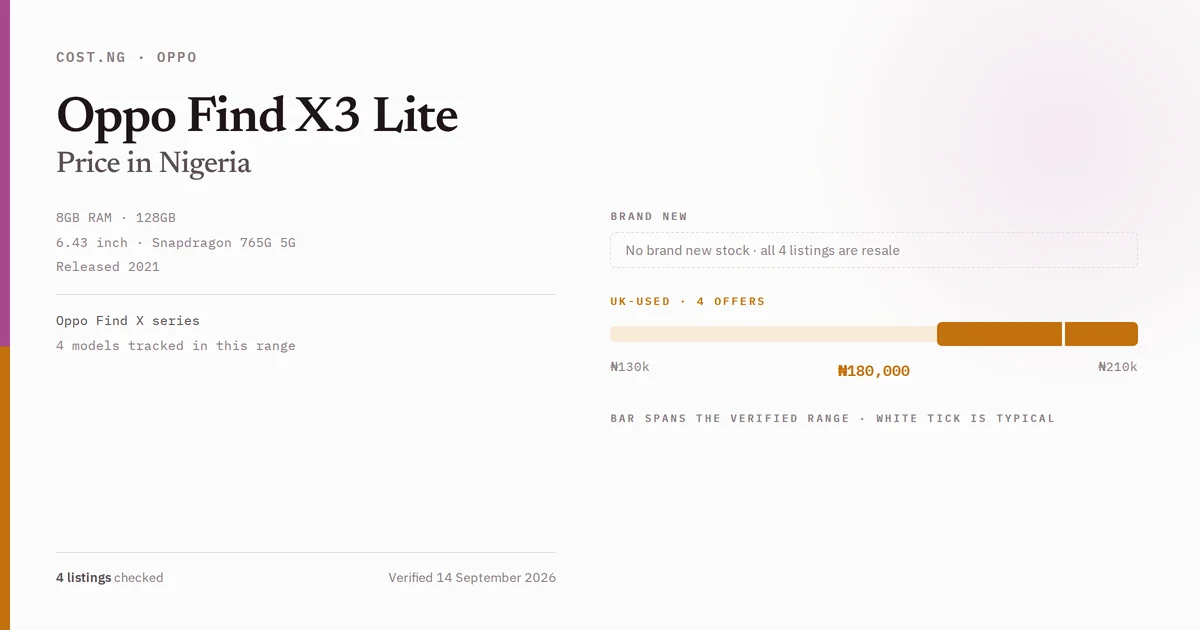 oppo find x3 lite price in nigeria 2026