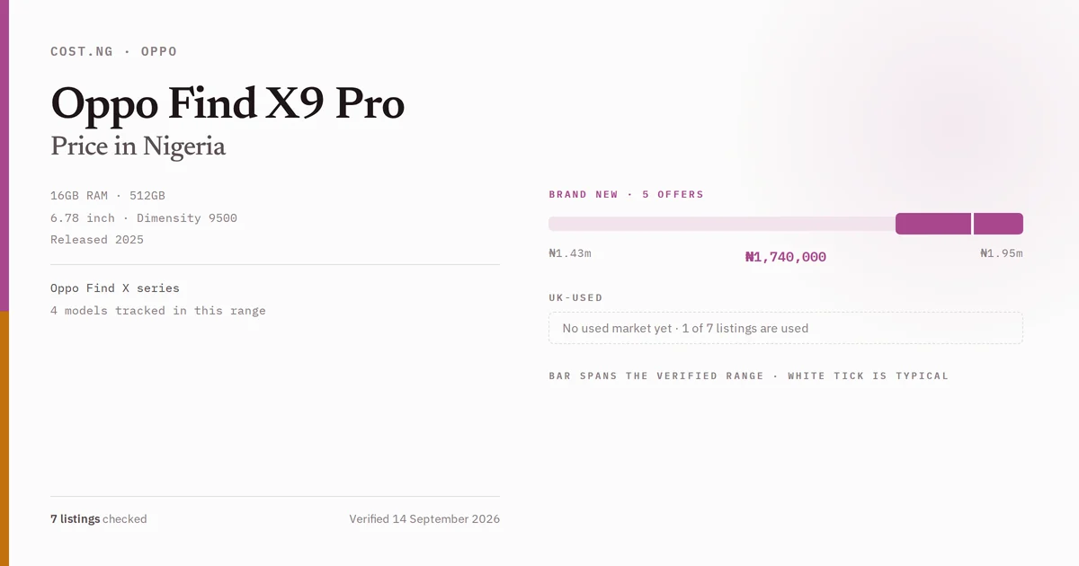 oppo find x9 pro price in nigeria 2026