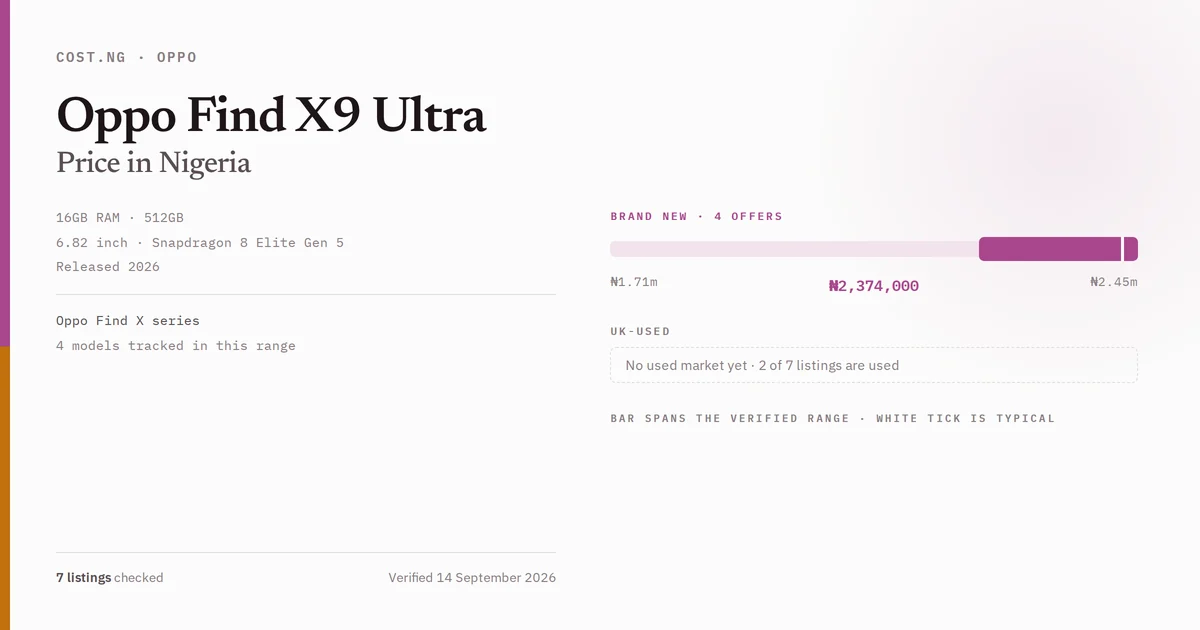 oppo find x9 ultra price in nigeria 2026