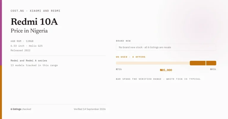 redmi 10a price in nigeria 2026