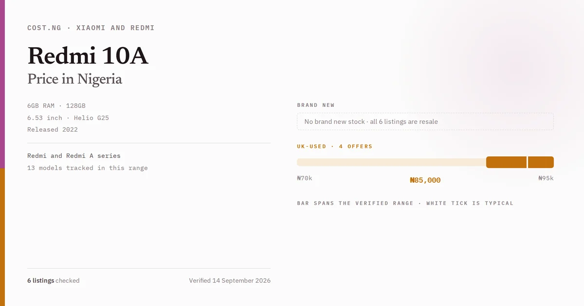 redmi 10a price in nigeria 2026