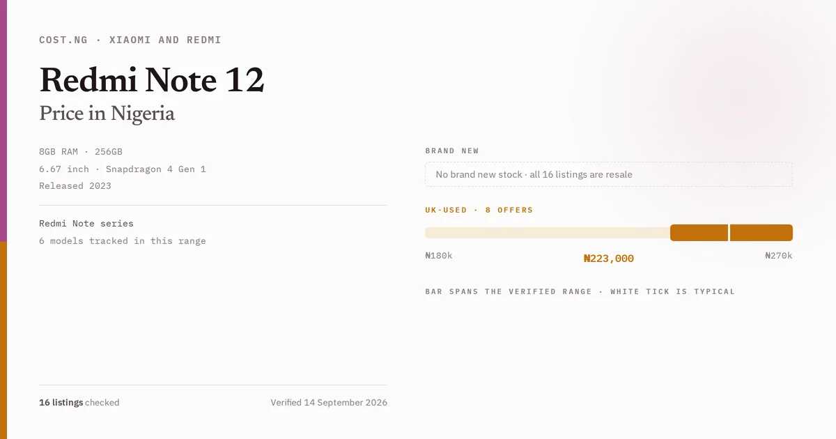redmi note 12 price in nigeria 2026