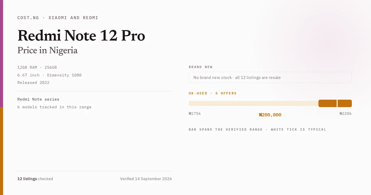 redmi note 12 pro price in nigeria 2026