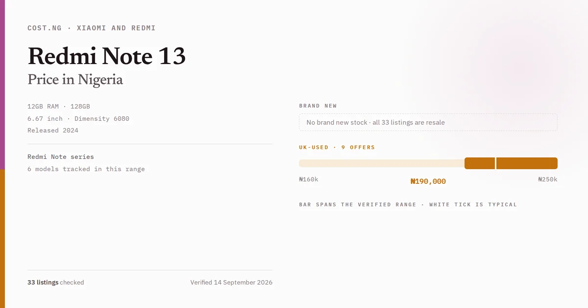 redmi note 13 price in nigeria 2026