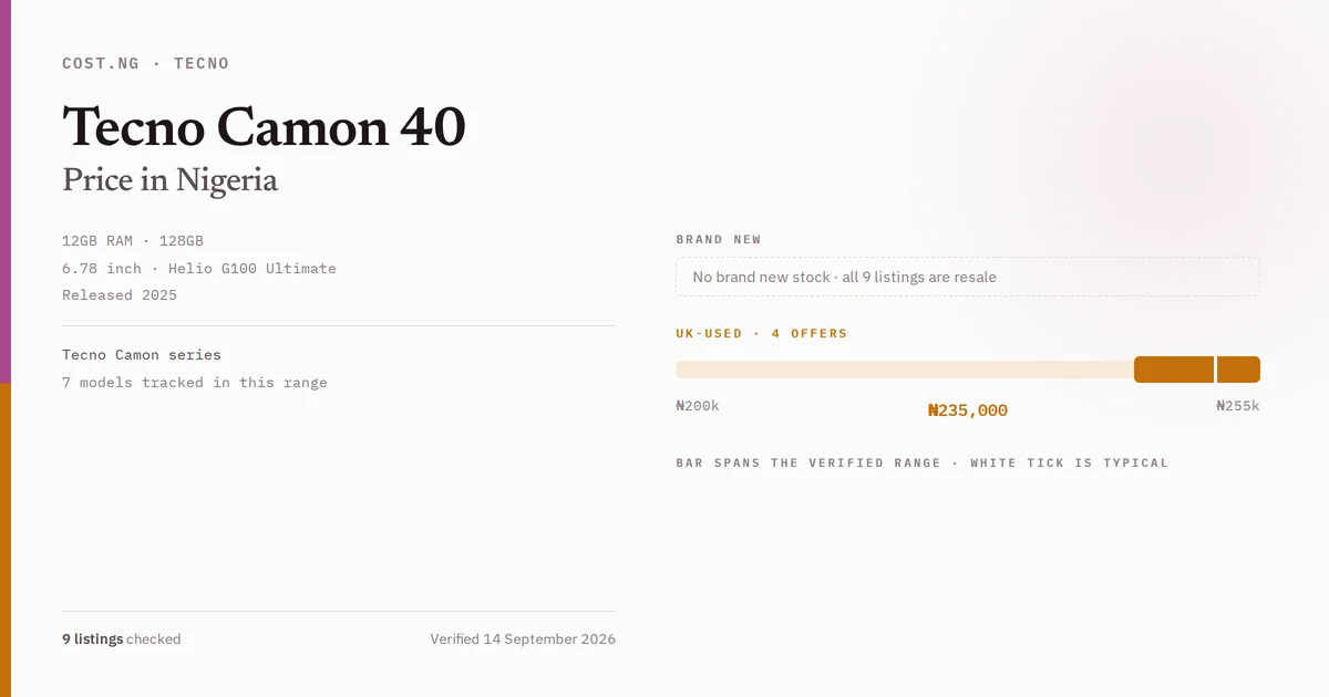 tecno camon 40 price in nigeria 2026