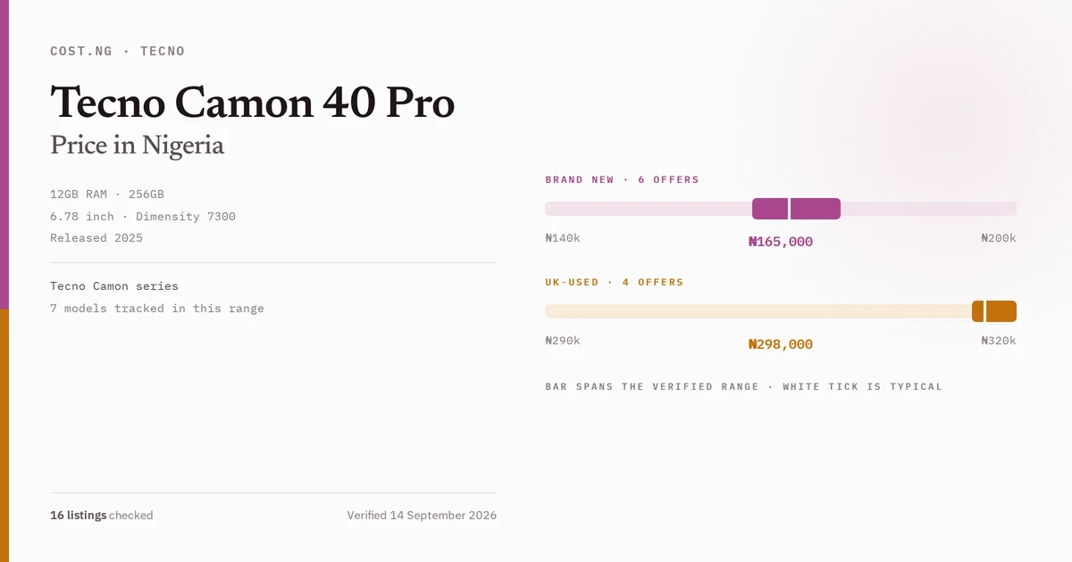tecno camon 40 pro price in nigeria 2026