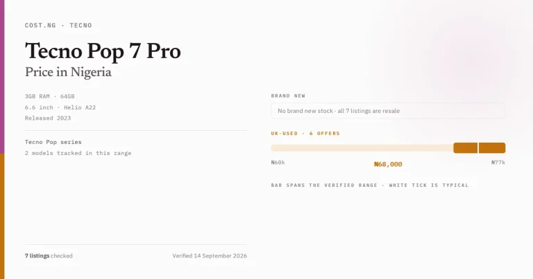 tecno pop 7 pro price in nigeria 2026
