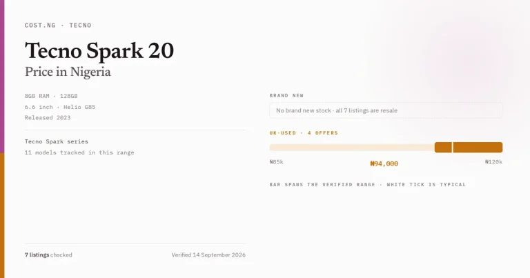 tecno spark 20 price in nigeria 2026