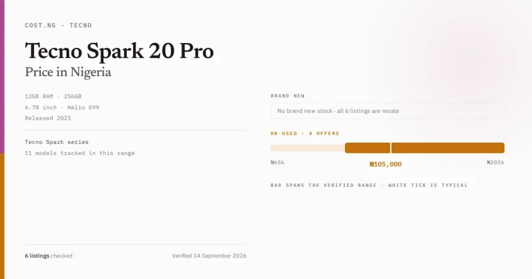 tecno spark 20 pro price in nigeria 2026