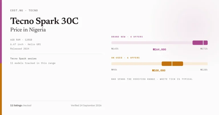 tecno spark 30c price in nigeria 2026