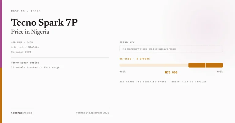 tecno spark 7p price in nigeria 2026