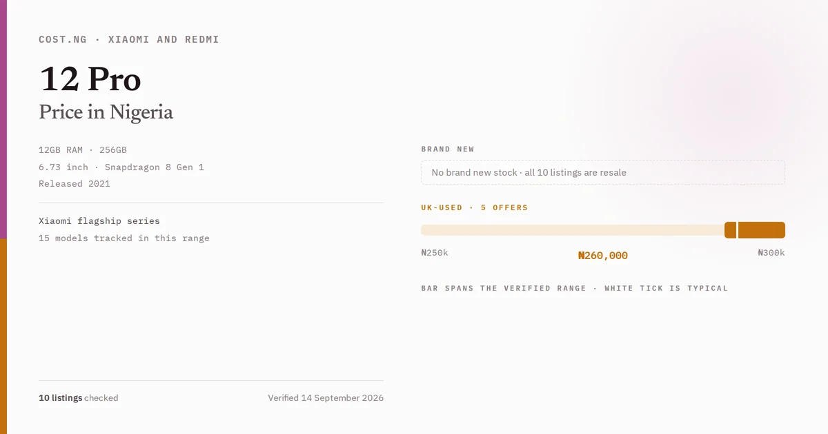 xiaomi 12 pro price in nigeria 2026